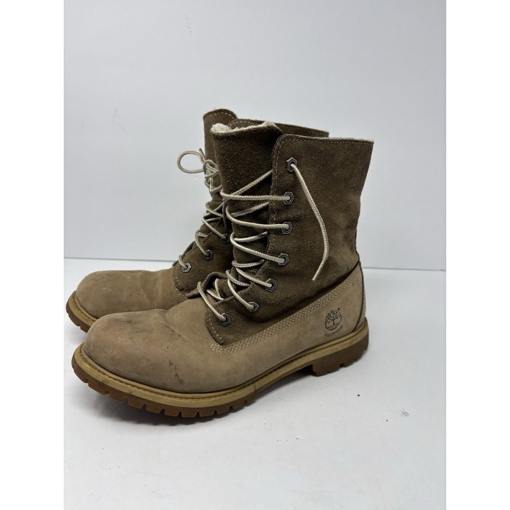 Timberland Brown Suede Leather Teddy Fleece Jayne Fold Down Boot Women's Size 9